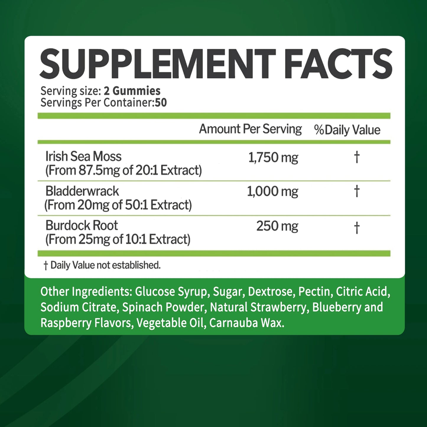 SEAMOSS Gummies - with Bladderwrack, Burdock Root - Immune Health, Healthier Skin & Hair, Detox - 100 Gummies