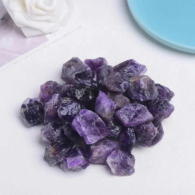Natural Crystal Minerals Amethyst Rose Quartz Raw Crystals Lrregular Shape Rough Rock Stone Reiki Healing Crystals