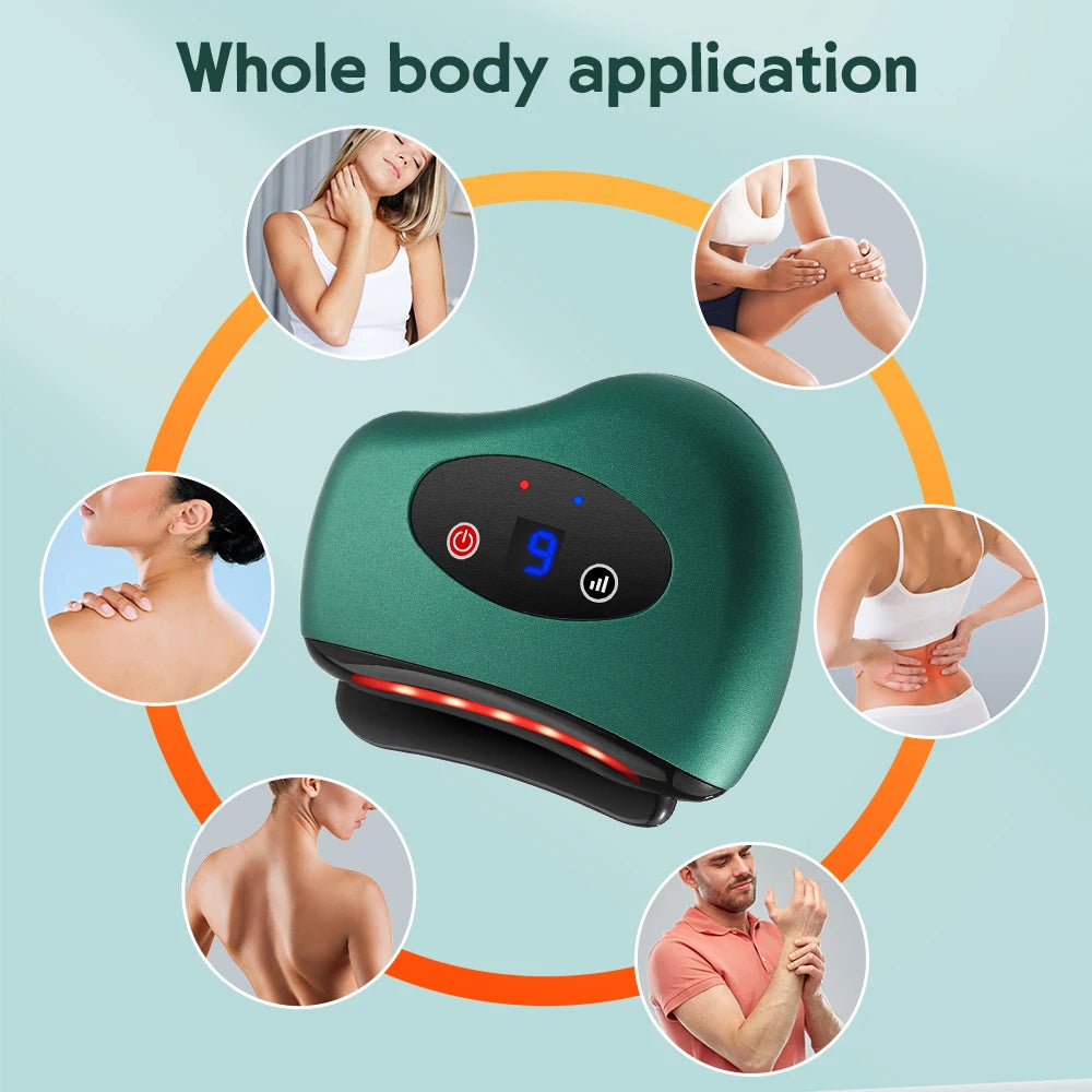Electric Scraping Vibration Massage Hot Compress Dredging Meridian Lymphatic Drainage Soothe Tense Muscles Gua Sha Board