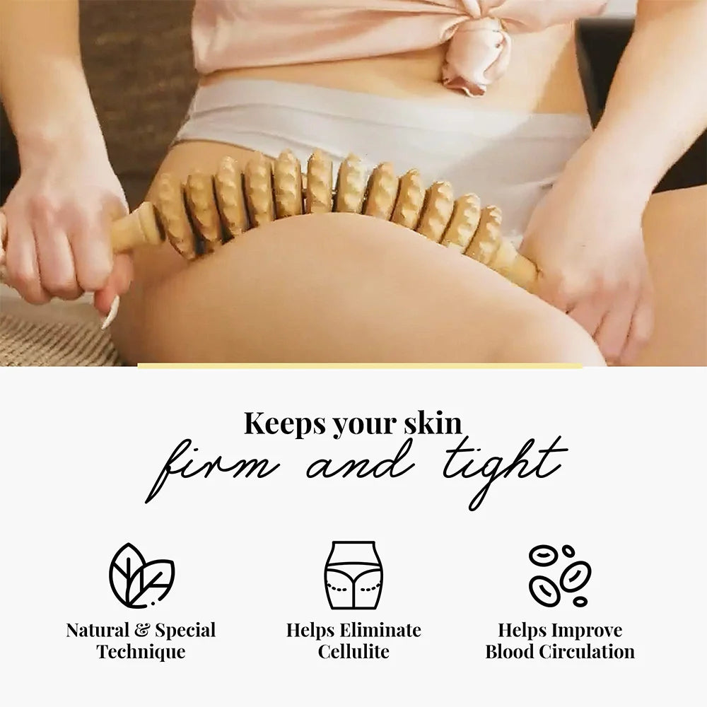 12 Wheel Wooden Stick Massager