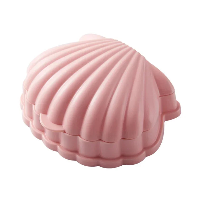 Soap Dish Container With Lid Seashell Soap Box Portable Soap Holder Non-slip Soap Tray Soap Saver Box Case For Home Travel