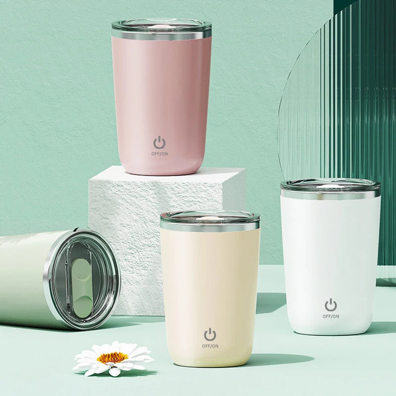 Rechargeable Self-Stirring Mug (350 mL) - 304 Stainless Steel, Rechargeable Magnetic Mixer for Milk, Coffee & Water