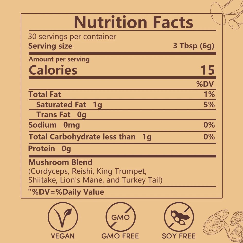 Mushroom Coffee - Organic Coffee, Lion's Mane, Chaga, Cordyceps, Reishi,shiitake