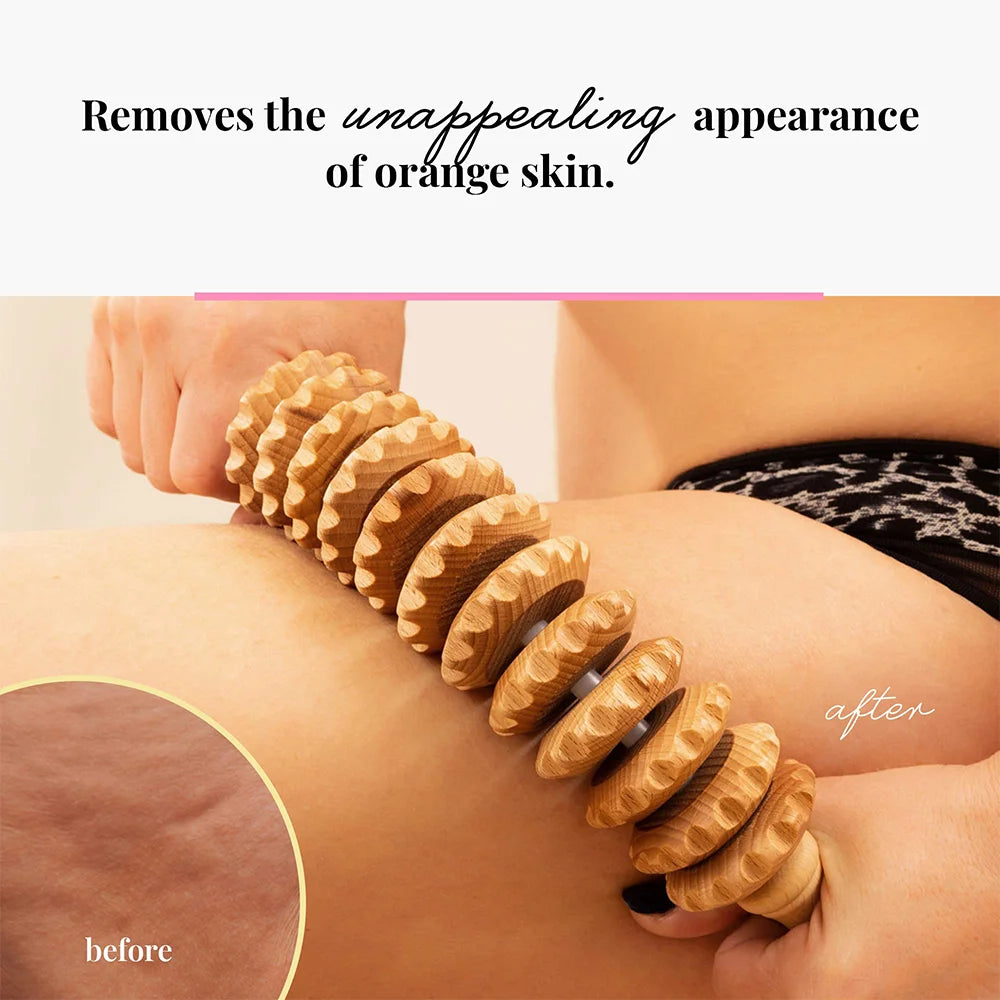 12 Wheel Wooden Stick Massager