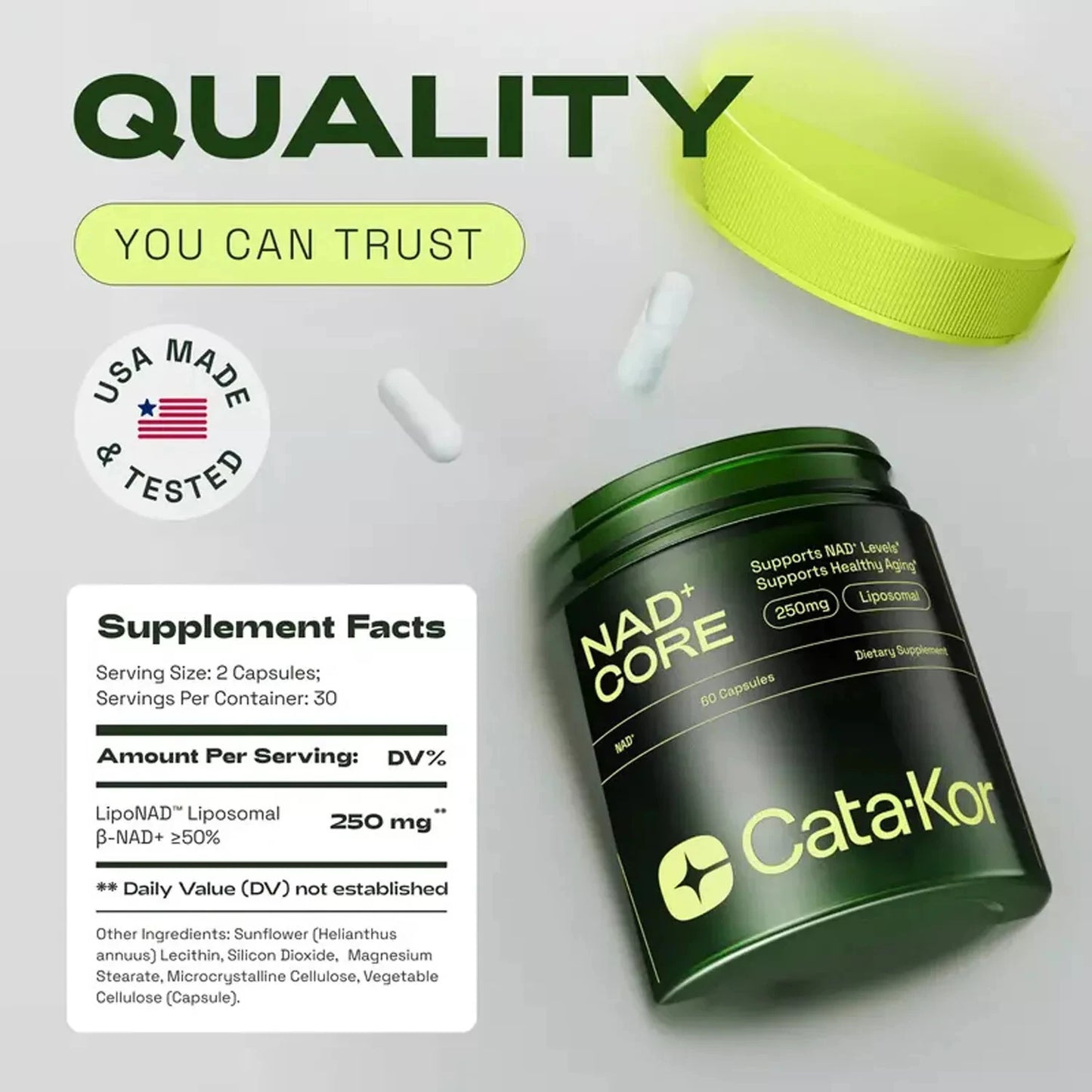 NAD+ Active Adult Supplement Capsules - Anti-Aging, Boost Energy and Focus
