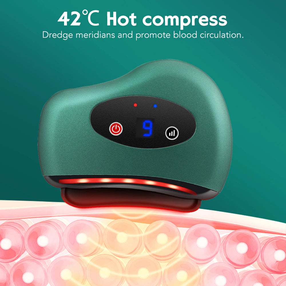 Electric Scraping Vibration Massage Hot Compress Dredging Meridian Lymphatic Drainage Soothe Tense Muscles Gua Sha Board