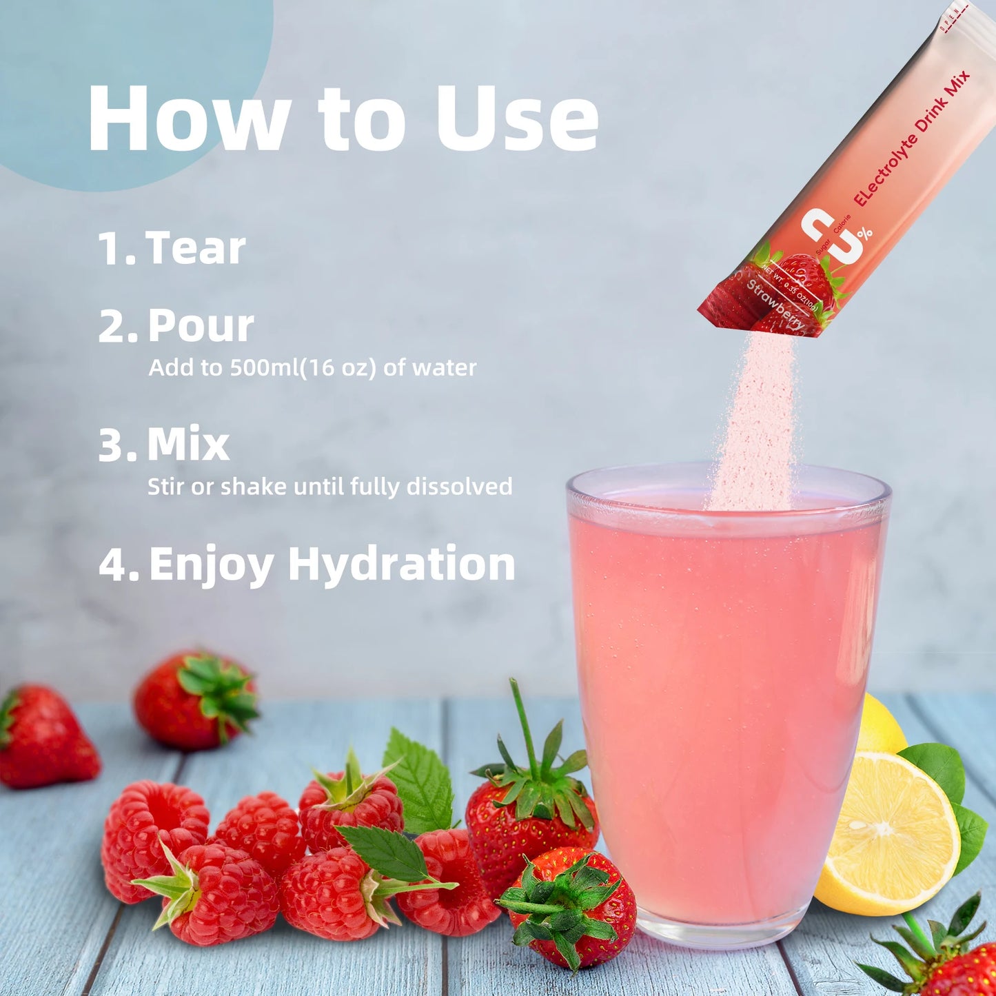 Sugar-Free Electrolyte Powder (0 Calories) - Non-GMO, Fast Hydration, Endurance & Energy Support Drink Mix