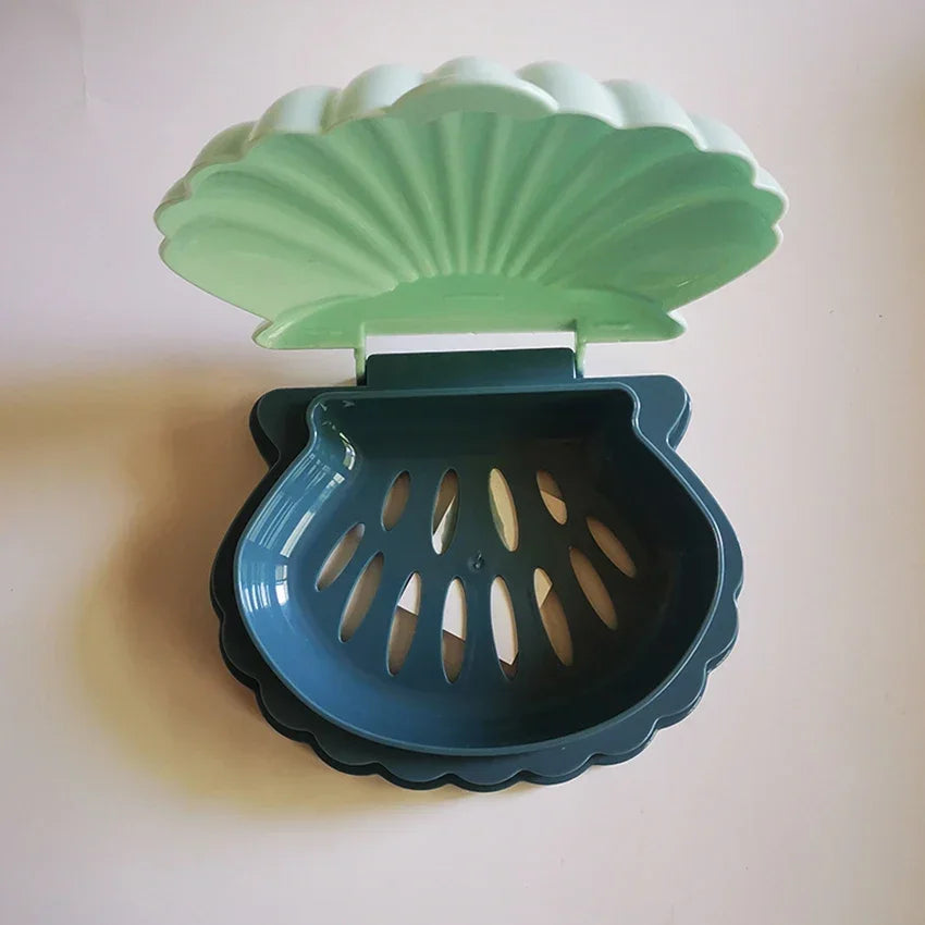 Soap Dish Container With Lid Seashell Soap Box Portable Soap Holder Non-slip Soap Tray Soap Saver Box Case For Home Travel