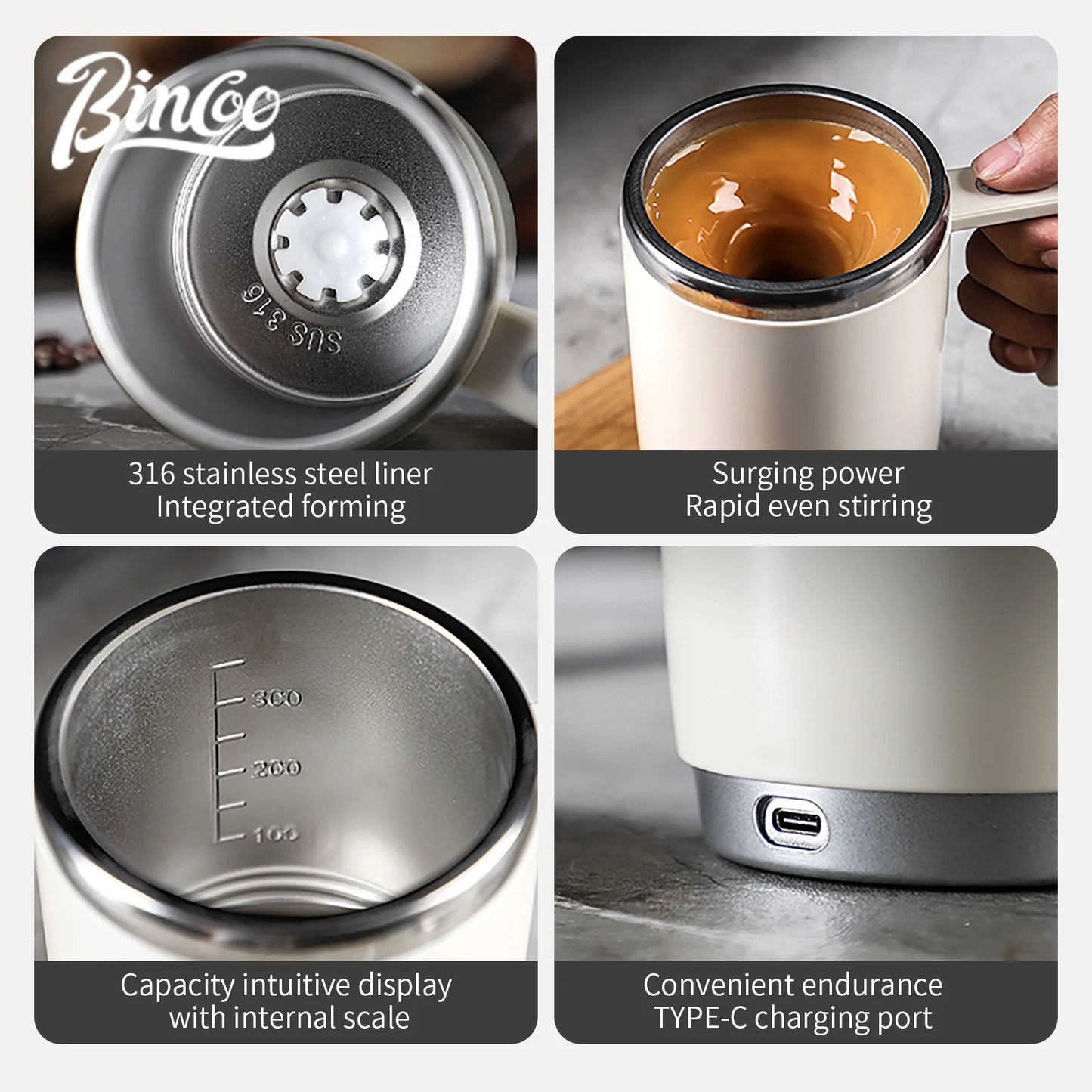 New Electric Self-Stirring Mug 316 Stainless Steel Safe Rechargeable Magnetic Mug Milk Mixing Cup Smart Mixer Water Bottle 400ml