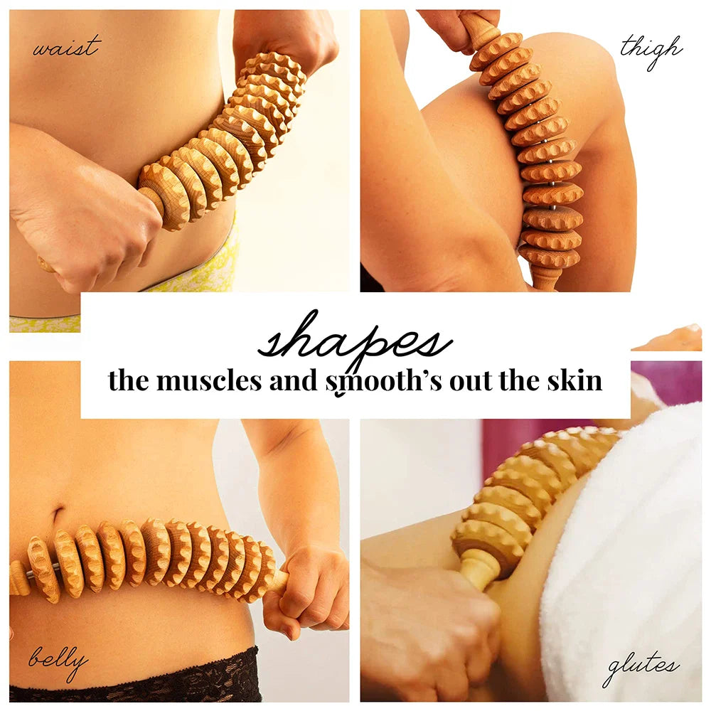 12 Wheel Wooden Stick Massager