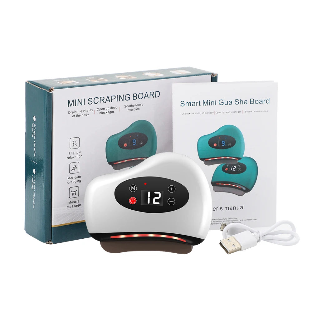 Electric Scraping Vibration Massage Hot Compress Dredging Meridian Lymphatic Drainage Soothe Tense Muscles Gua Sha Board