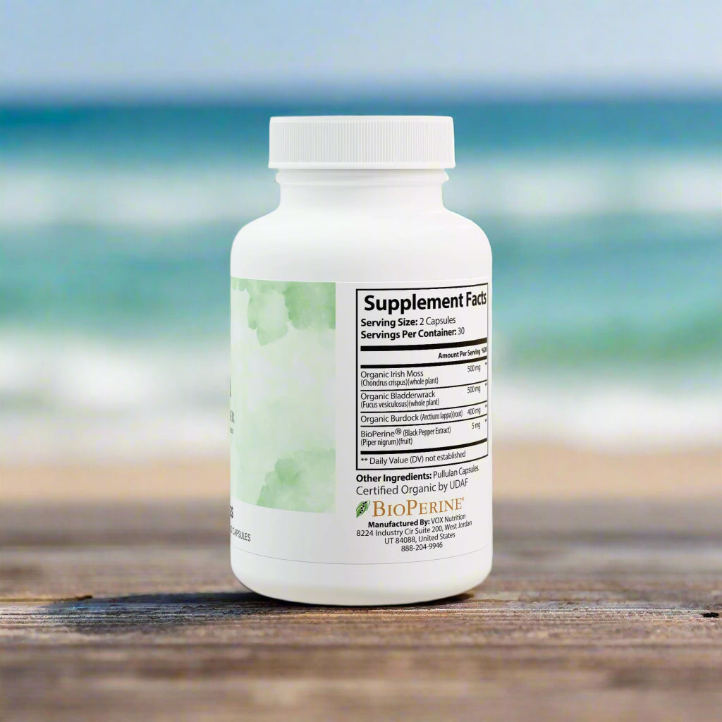 Supplement bottle with label on a white background