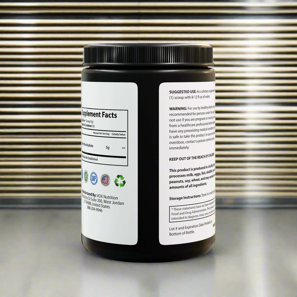 Supplement container with label on a white background