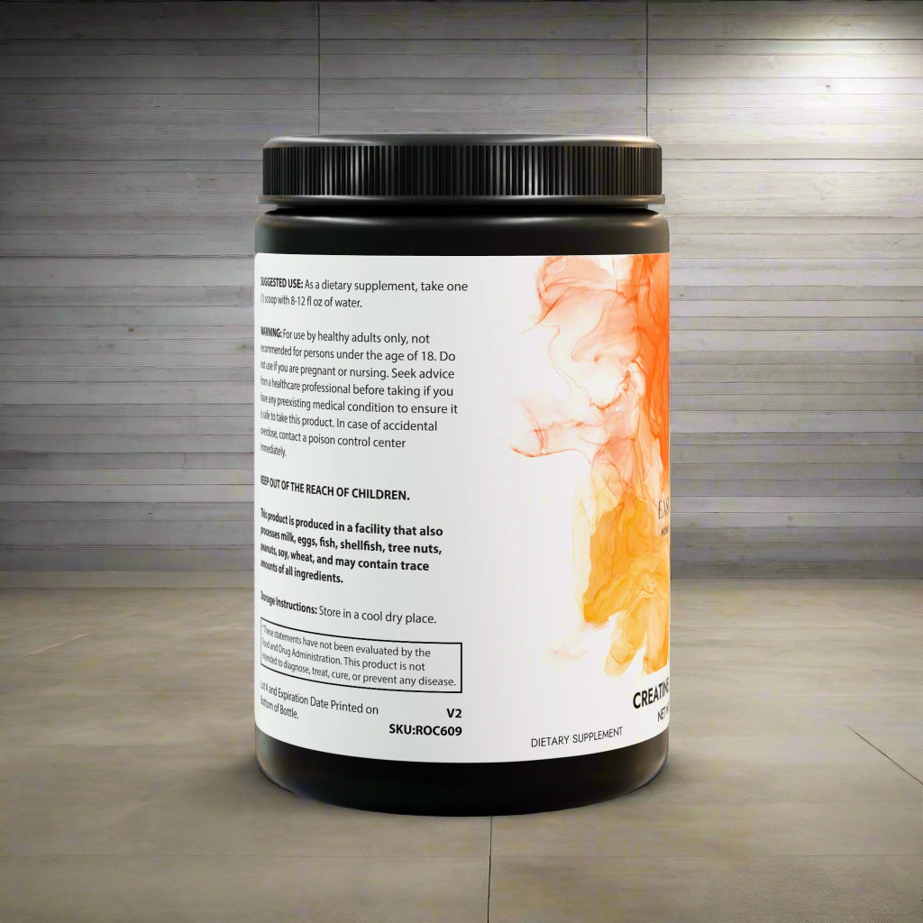 Supplement container with label on a white background
