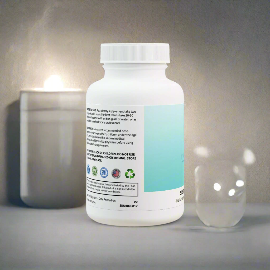 Supplement bottle with label on a white background