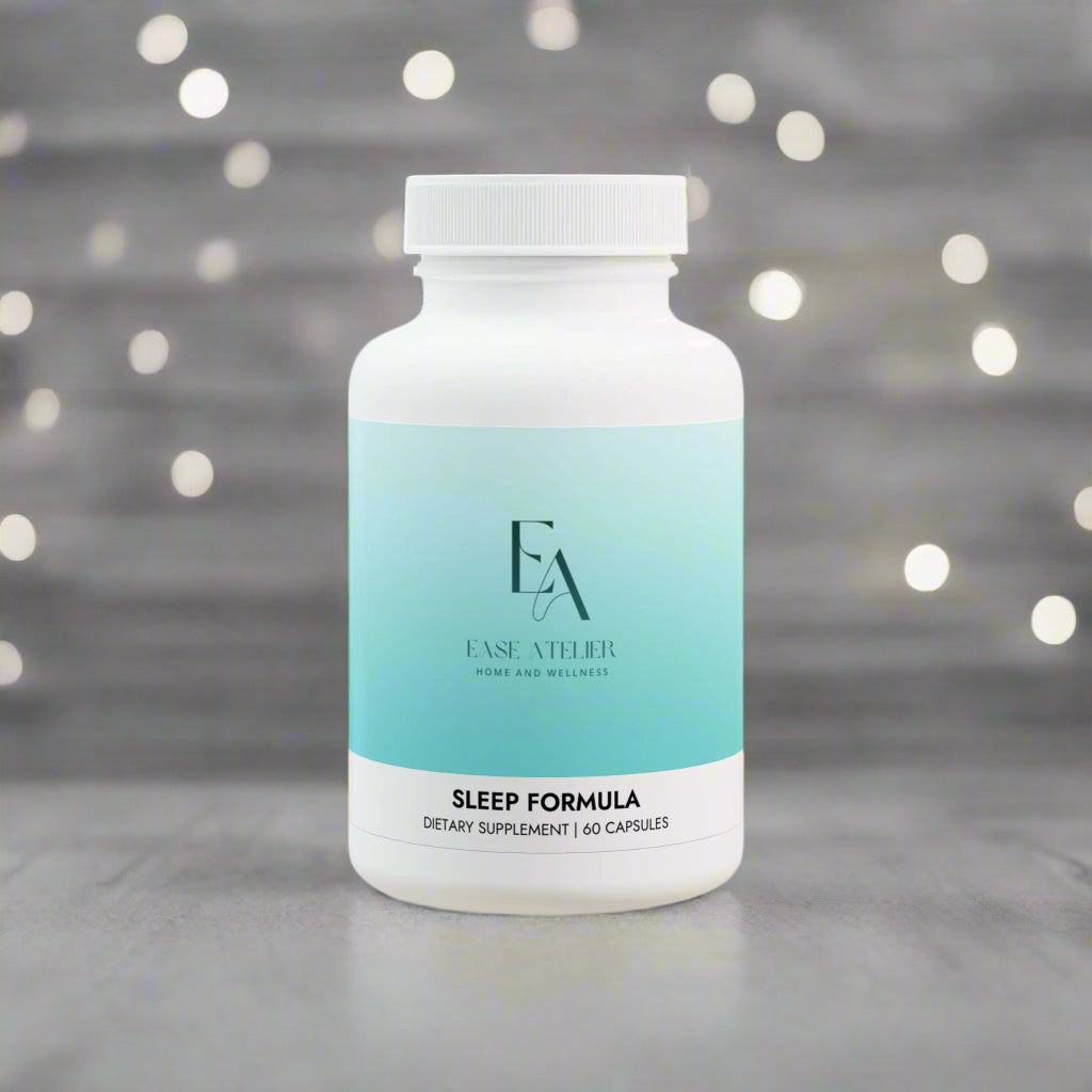 Supplement bottle labeled 'Sleep Formula' with a white background