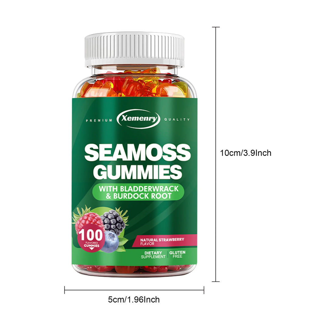 SEAMOSS Gummies - with Bladderwrack, Burdock Root - Immune Health, Healthier Skin & Hair, Detox - 100 Gummies