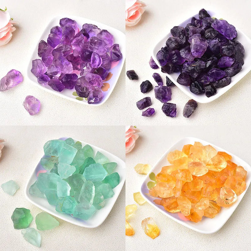 Natural Raw Crystal Stones - Amethyst & Rose Quartz Irregular Rough Rocks for Healing, Aquarium Decor & Mineral Specimens