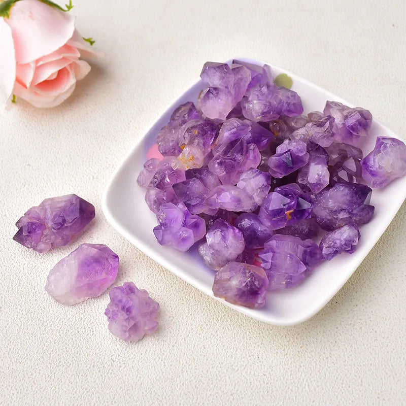 Natural Raw Crystal Stones - Amethyst & Rose Quartz Irregular Rough Rocks for Healing, Aquarium Decor & Mineral Specimens