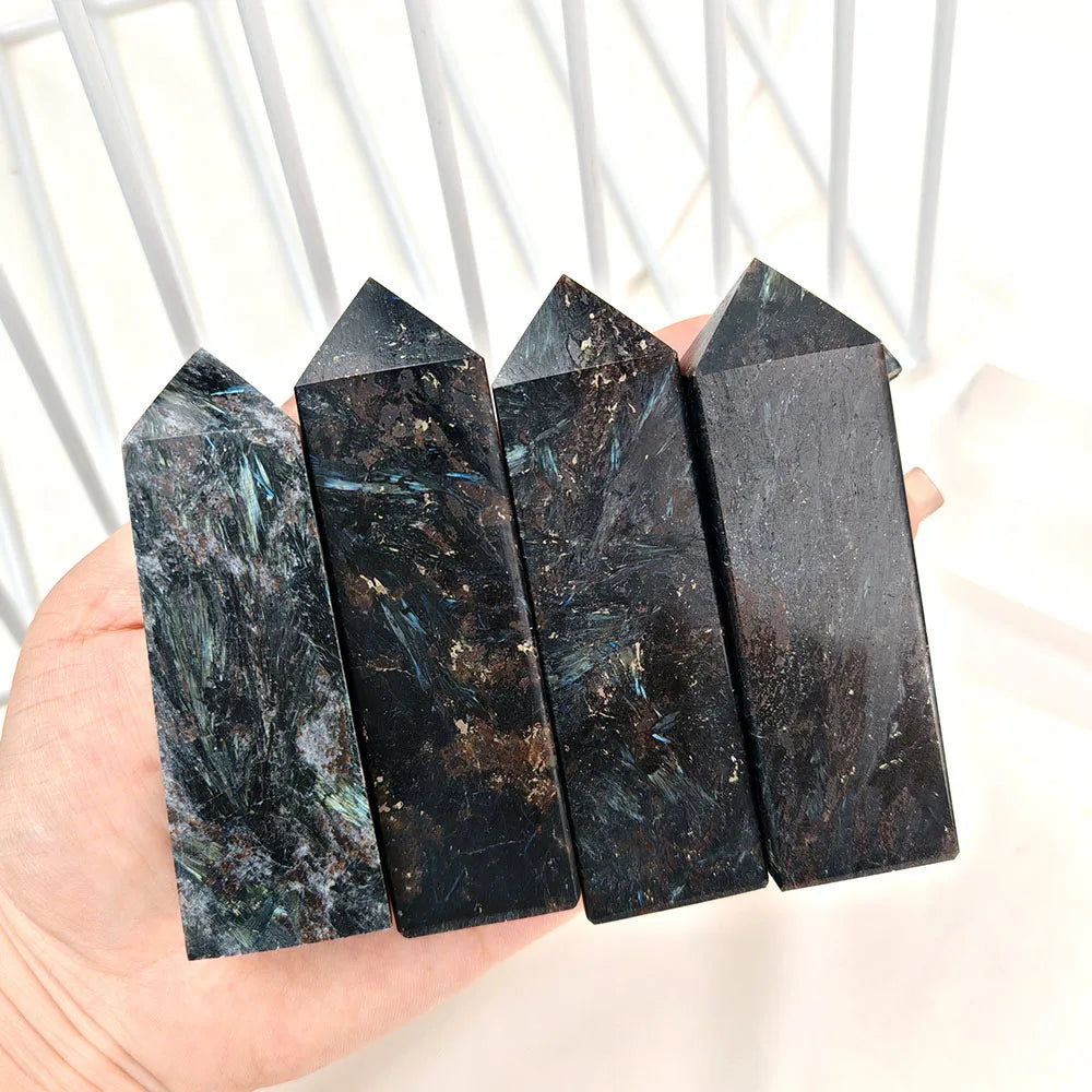 Astrophyllite Tetrahedron Natural Crystal Polishing Craft Crystal Shining Gemstone Meditation Energy Home Decoration Ornament