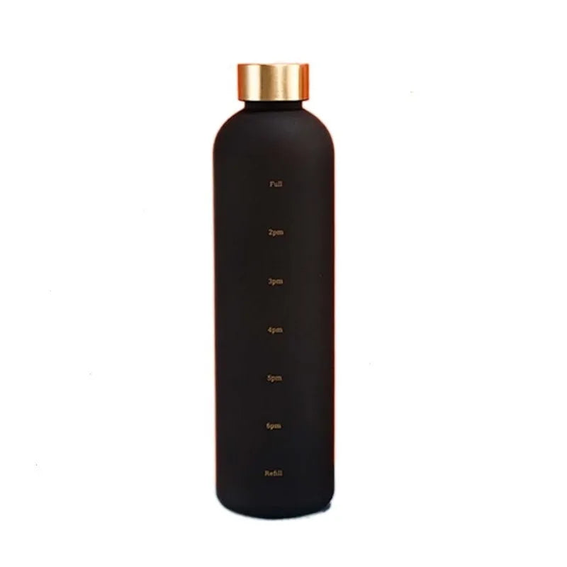 1L Water Bottle with Time Marker 32 OZ Fitness Sports Outdoor Travel Portable Leakproof Drinkware BPA Free Frosted Drink Bottles