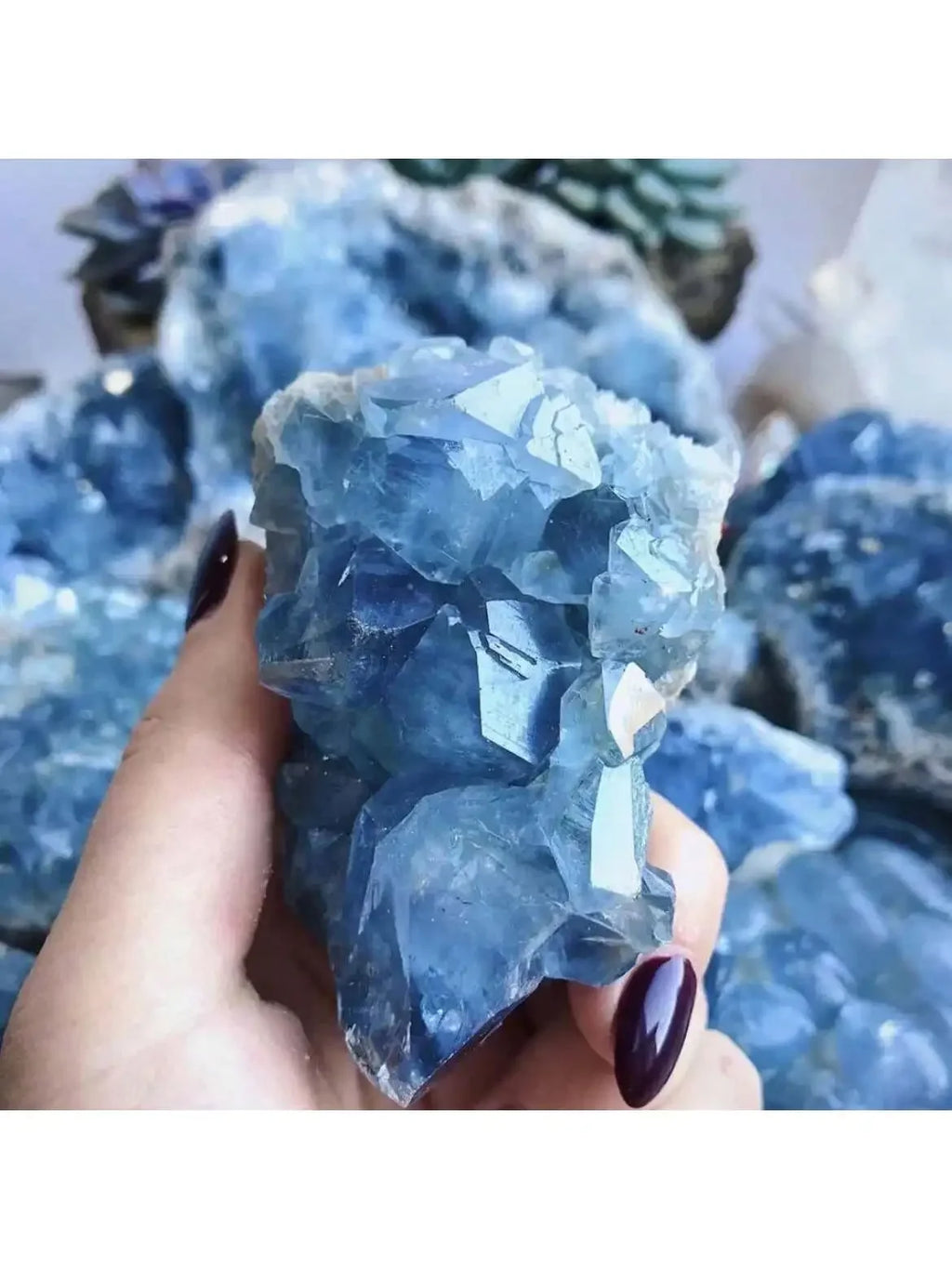 Celesitite crystal clusters for home décor, table décor, DIY, healing Yoga Meditation Office Decor