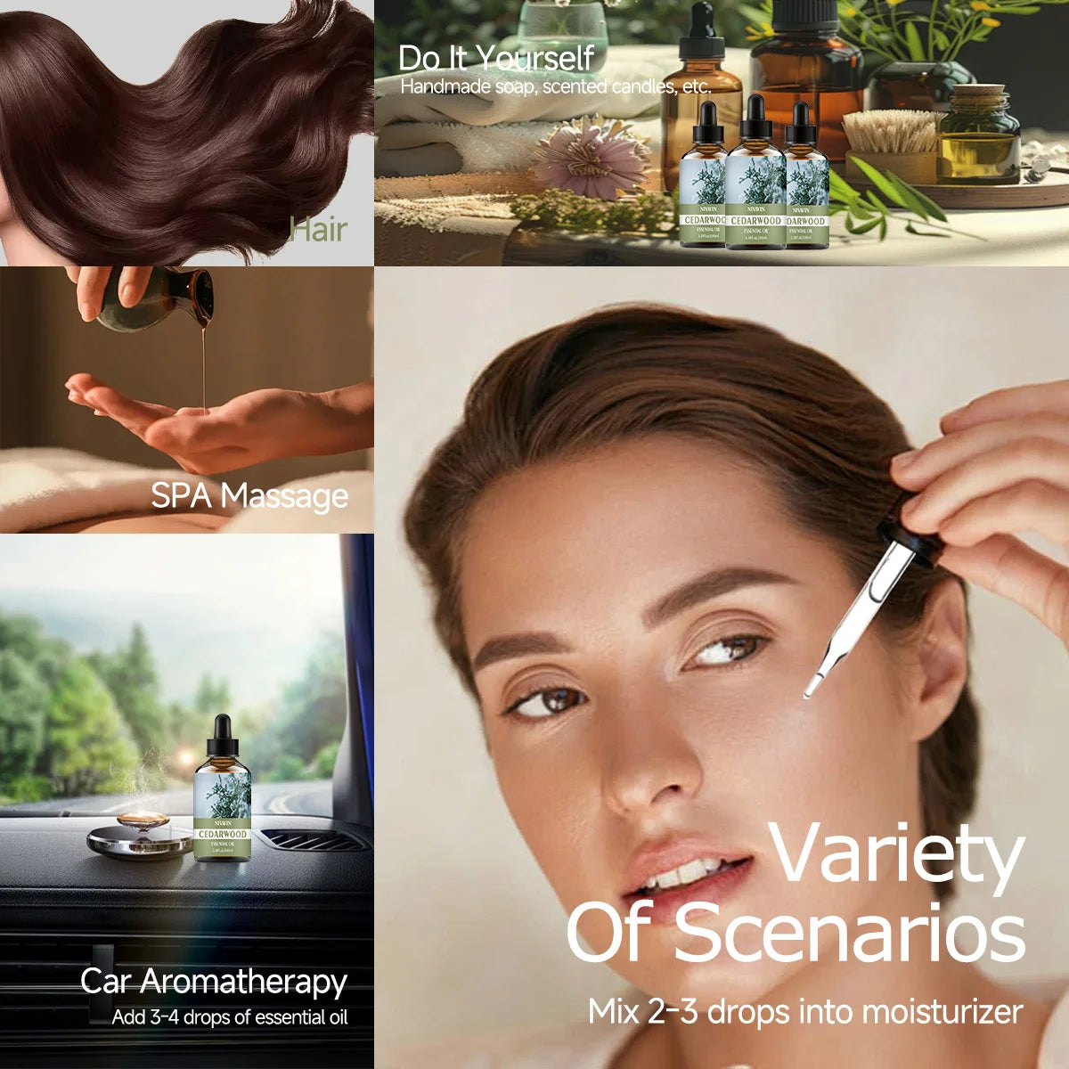 30ml/60ml/100ml cedar essential oil is suitable for facial hydration, moisturizing, hair care, skin care, and perfume making