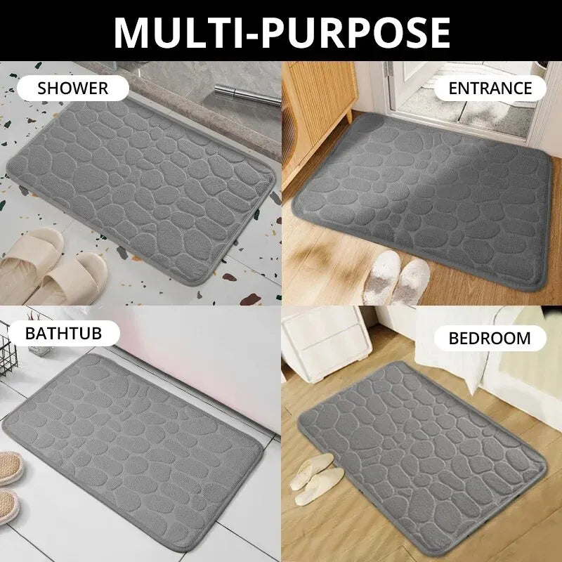 Embossed Fiber Pebble Mat - Anti-Slip Bathroom & Living Room Carpet, Household Floor Essential