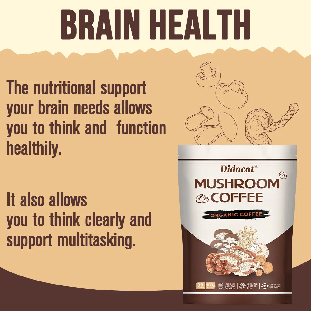 Mushroom Coffee - Organic Coffee, Lion's Mane, Chaga, Cordyceps, Reishi,shiitake