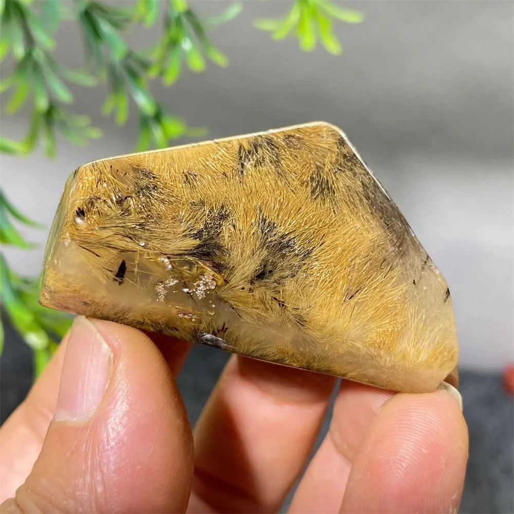 Crystal Natural Hair Agate Slab Polyhedron Quartz Minerals Home Decoration Stone Reiki High Quality Beauty Healing