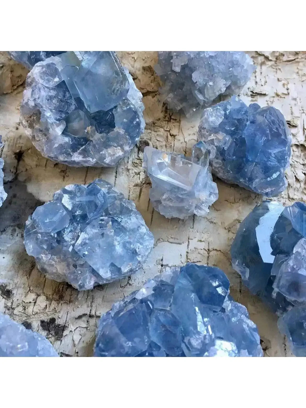 Celesitite crystal clusters for home décor, table décor, DIY, healing Yoga Meditation Office Decor