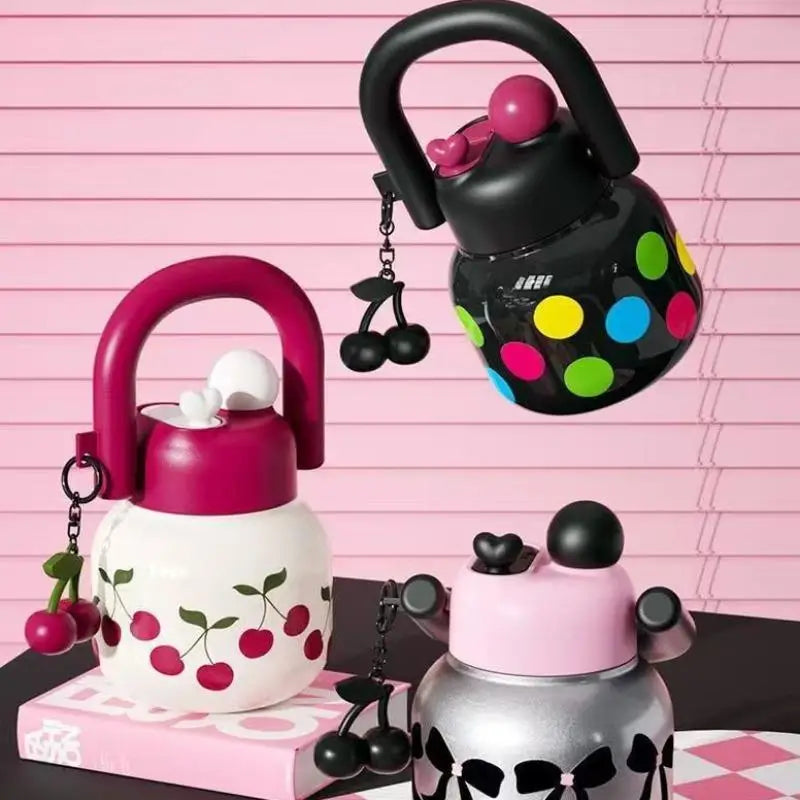 23 oz Cute Decorated Water Bottle - Durable Plastic, Dual Strap, Wide Mouth, Travel-Friendly - Perfect for On-the-Go!