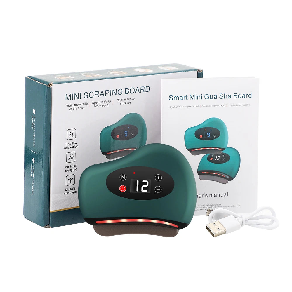 Electric Scraping Vibration Massage Hot Compress Dredging Meridian Lymphatic Drainage Soothe Tense Muscles Gua Sha Board