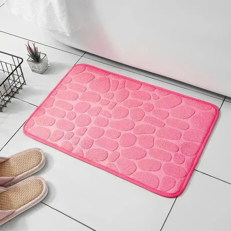 Embossed Fiber Pebble Mat - Anti-Slip Bathroom & Living Room Carpet, Household Floor Essential