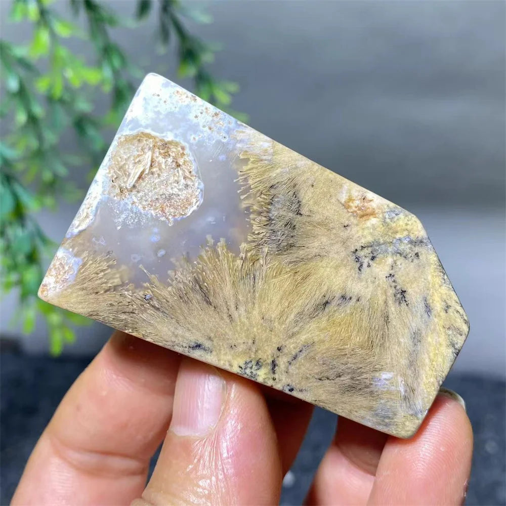 Crystal Natural Hair Agate Slab Polyhedron Quartz Minerals Home Decoration Stone Reiki High Quality Beauty Healing