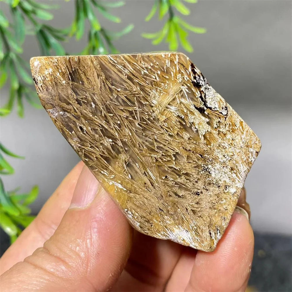 Crystal Natural Hair Agate Slab Polyhedron Quartz Minerals Home Decoration Stone Reiki High Quality Beauty Healing