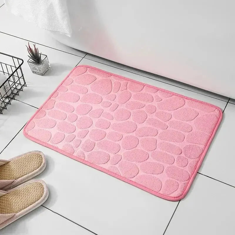 Embossed Fiber Pebble Mat - Anti-Slip Bathroom & Living Room Carpet, Household Floor Essential
