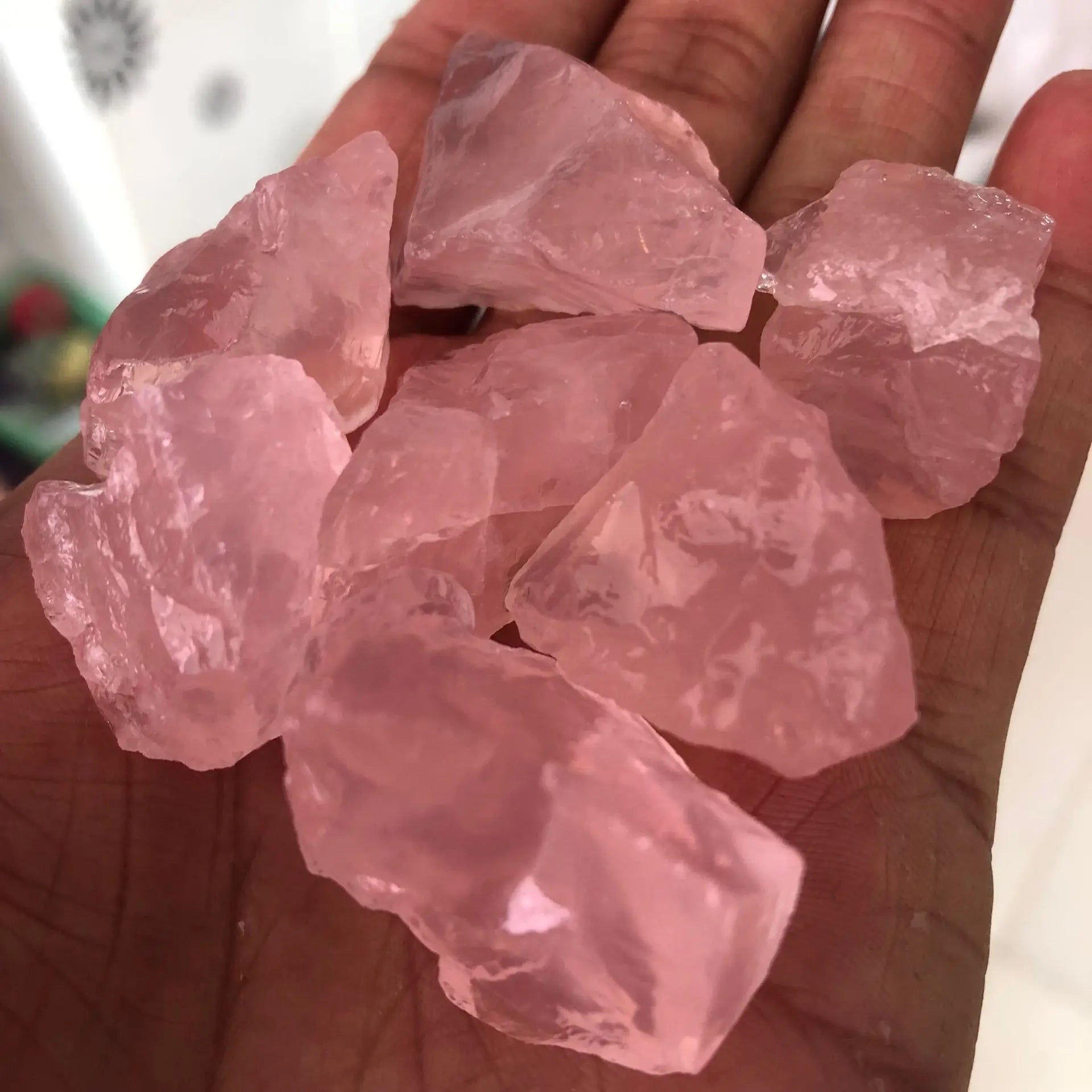 Natural Crystal Quartz Raw Mineral Specimen, Rose Crystal, Irregular Shape, Rough Rock, Reiki Healing Stone Home Decoration