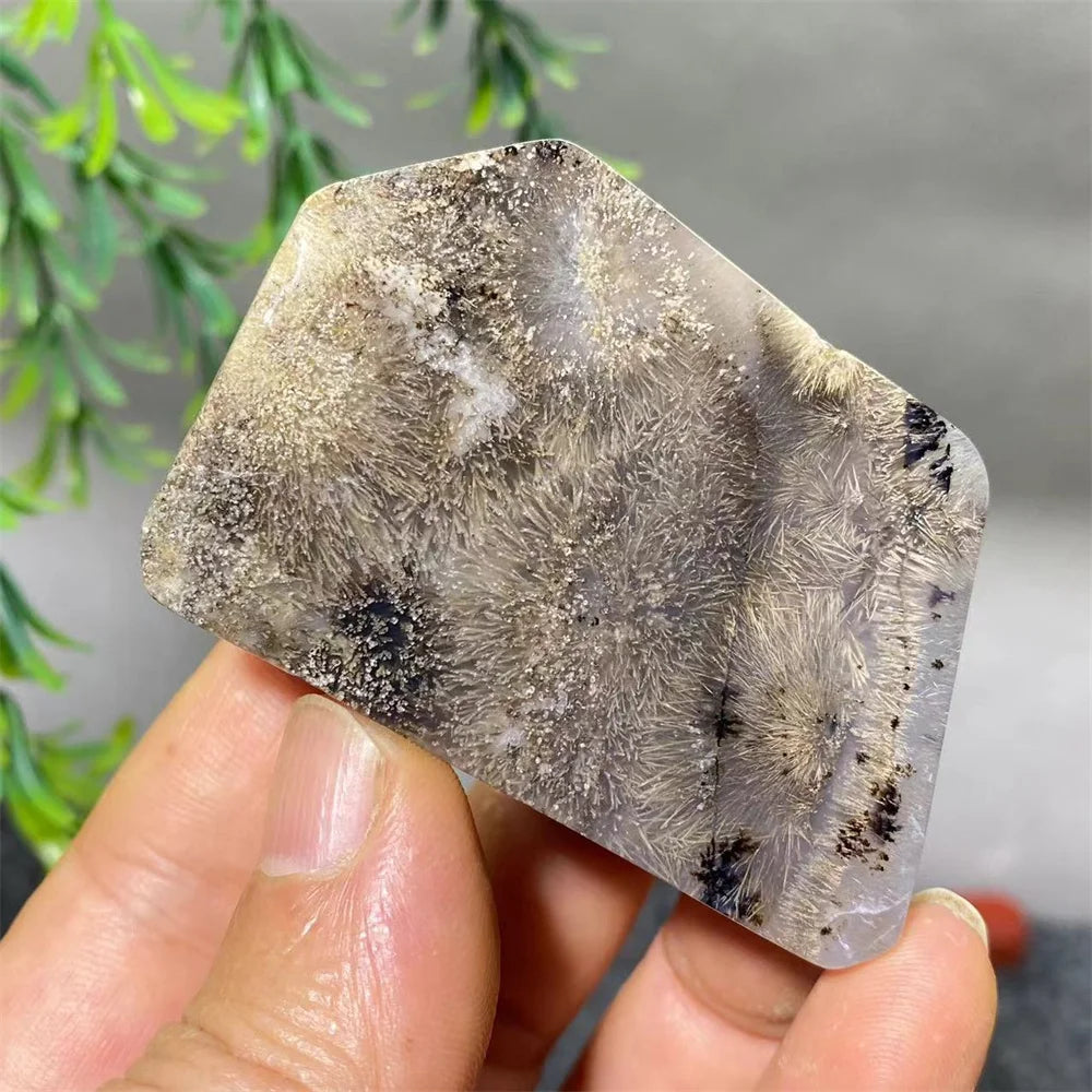 Crystal Natural Hair Agate Slab Polyhedron Quartz Minerals Home Decoration Stone Reiki High Quality Beauty Healing