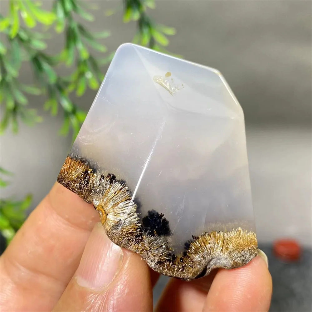 Crystal Natural Hair Agate Slab Polyhedron Quartz Minerals Home Decoration Stone Reiki High Quality Beauty Healing