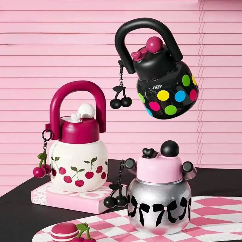 23 oz Cute Decorated Water Bottle - Durable Plastic, Dual Strap, Wide Mouth, Travel-Friendly - Perfect for On-the-Go!