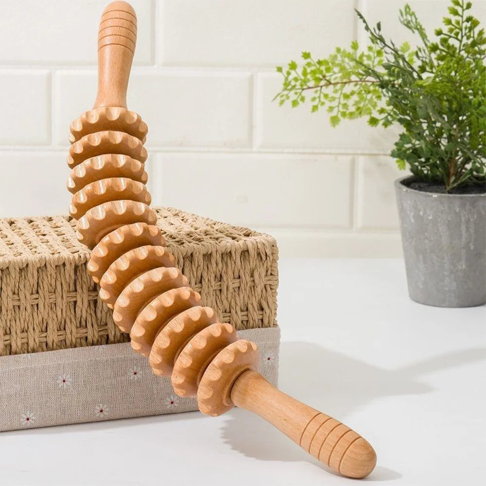12 Wheel Wooden Stick Massager
