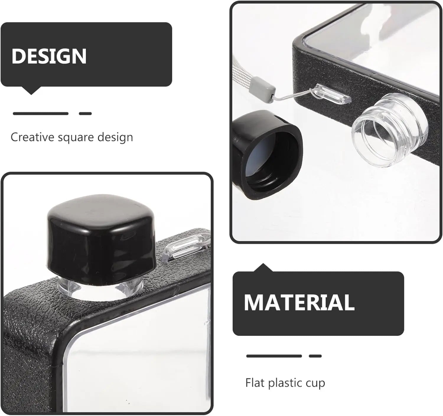 Portable Transparent Plastic Water Bottle - Flat, BPA-Free, Handbag-Friendly DIY Flask