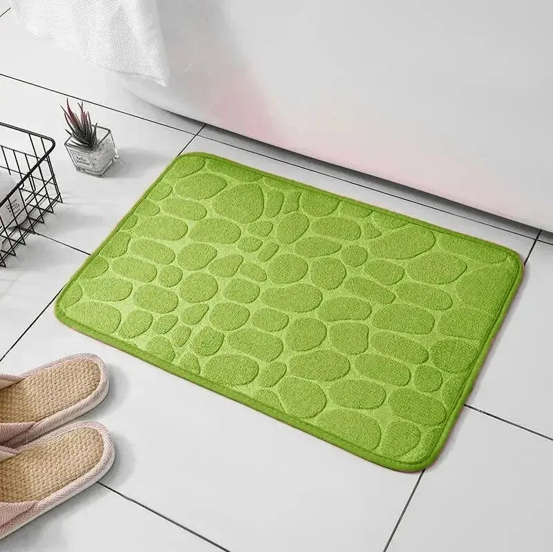 Embossed Fiber Pebble Mat - Anti-Slip Bathroom & Living Room Carpet, Household Floor Essential