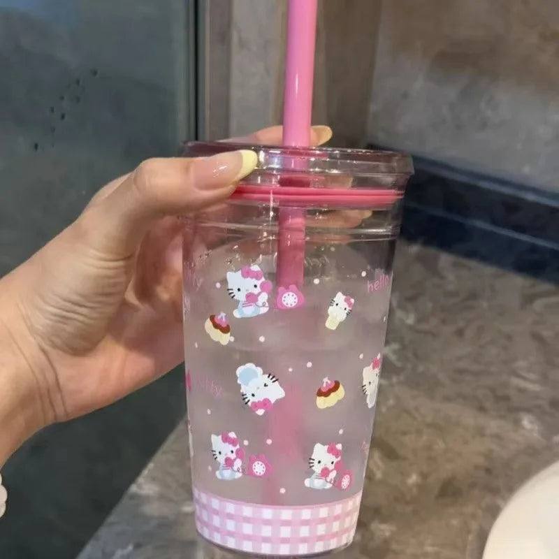 Sanrio Hello Kitty Pink Straw Transparent Cup