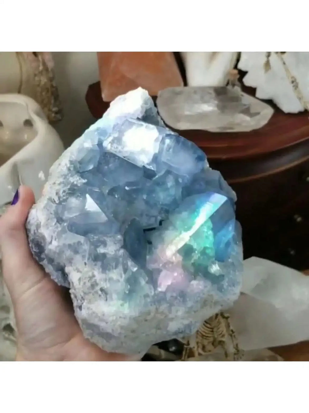 Celesitite crystal clusters for home décor, table décor, DIY, healing Yoga Meditation Office Decor