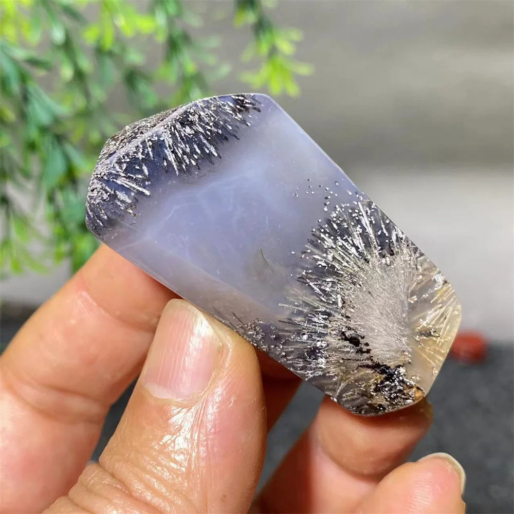 Crystal Natural Hair Agate Slab Polyhedron Quartz Minerals Home Decoration Stone Reiki High Quality Beauty Healing