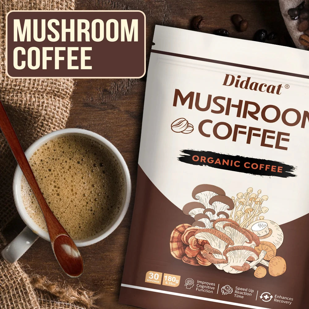 Mushroom Coffee - Organic Coffee, Lion's Mane, Chaga, Cordyceps, Reishi,shiitake