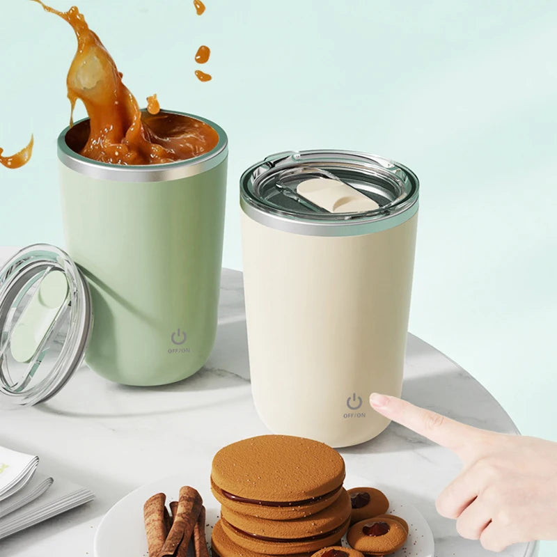 Rechargeable Self-Stirring Mug (350 mL) - 304 Stainless Steel, Rechargeable Magnetic Mixer for Milk, Coffee & Water