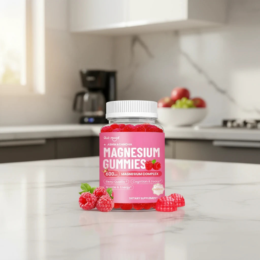 Quitmood Magnesium Glycinate Advanced Complex Gummies - With Ashwagandha, Magnesium, Calcium, VB6, CQ10 for Calm Support & Sleep